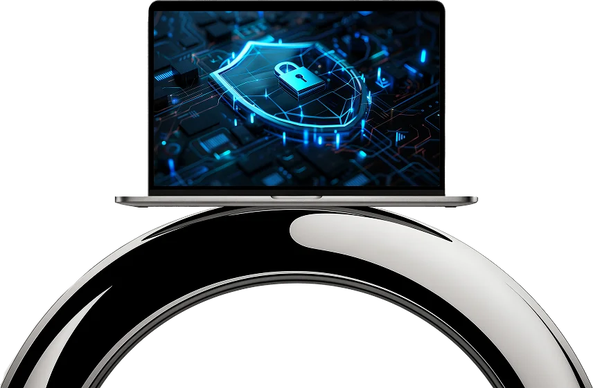 Laptop displaying fintech app core features