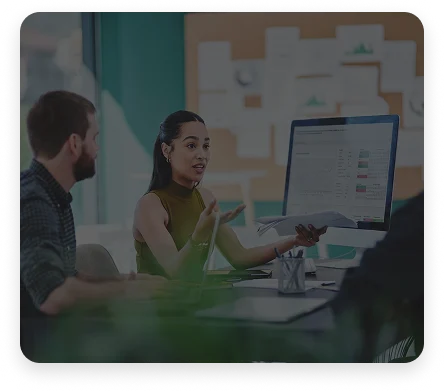 Team reviewing fintech project delivery